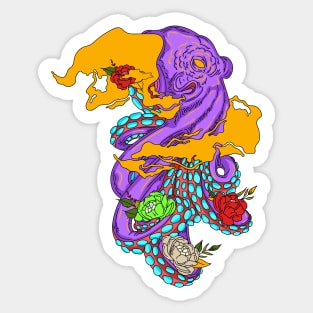 Octopus with Poison and Roses Sticker